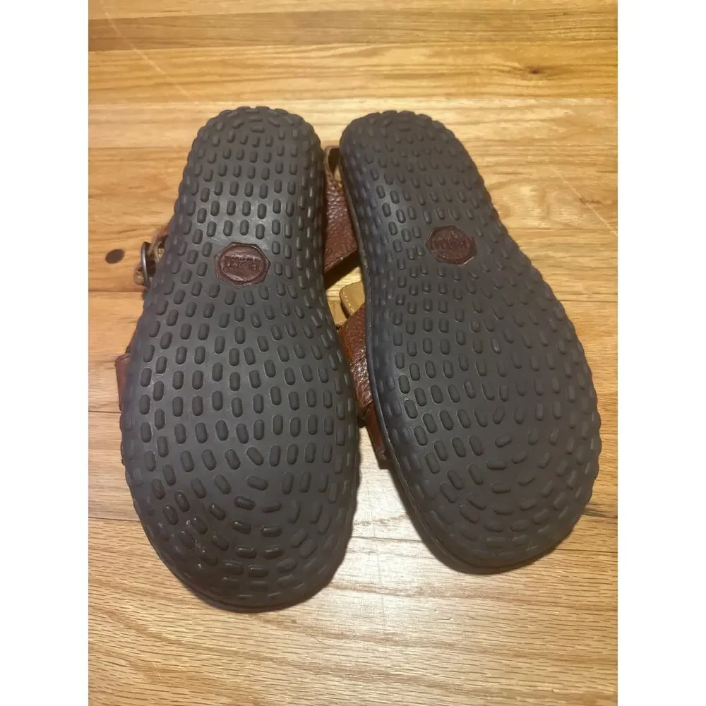 Born Leather Slingback Sandals Men's Sz 11 EU 43 Brown Handcrafted Comfort